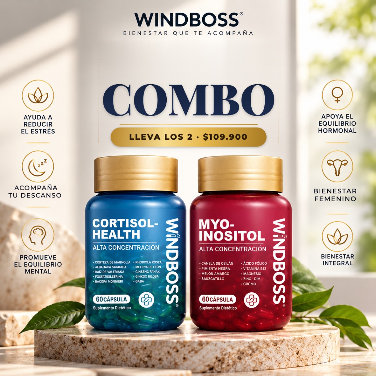 Combo Equilibrio Femenino - Mio-Inositol + Apoyo al Cortisol 🌸