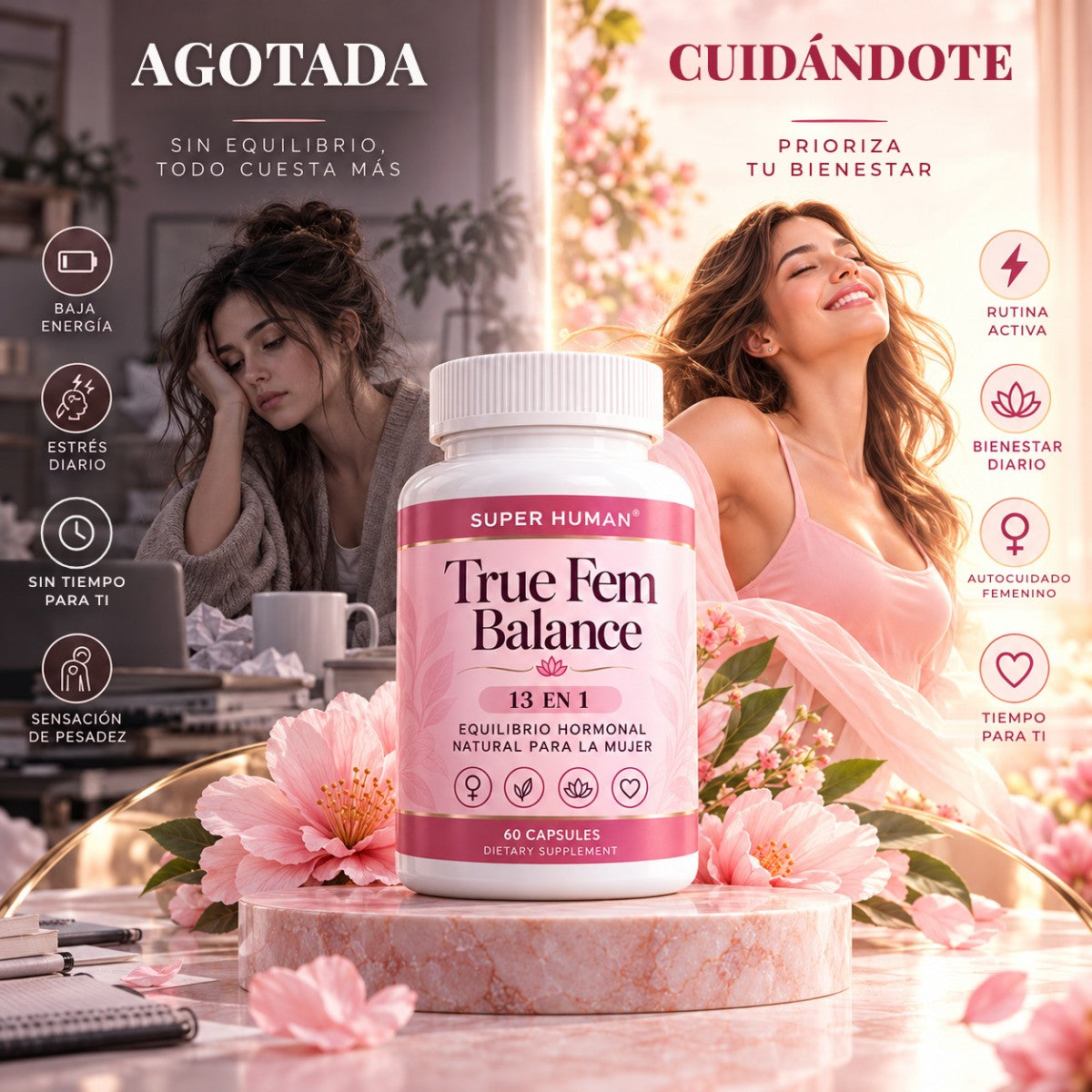 True Fem Balance 13 en 1 de Super Human: Bienestar Femenino en Cápsulas 🌸